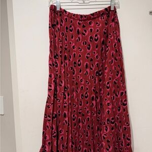 Halogen Vibrant Pink Leopard Midi Skirt